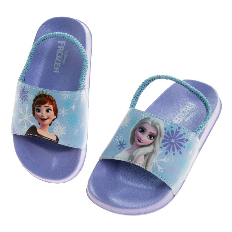 Disney Frozen Anna Elsa Girls Slides - Summer Sandal kids water pool beach shoes with backstrap Open Toe - Lilac (sizes 6-12 Toddler/Little Kid), 3 of 8