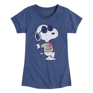 Girls' - Peanuts - Joe Cool' Tie Dye Fitted Short Sleeve Graphic T-Shirt - 1 of 4