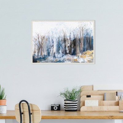 Serene Forest Landscape Beaded Framed Canvas Wall Art
