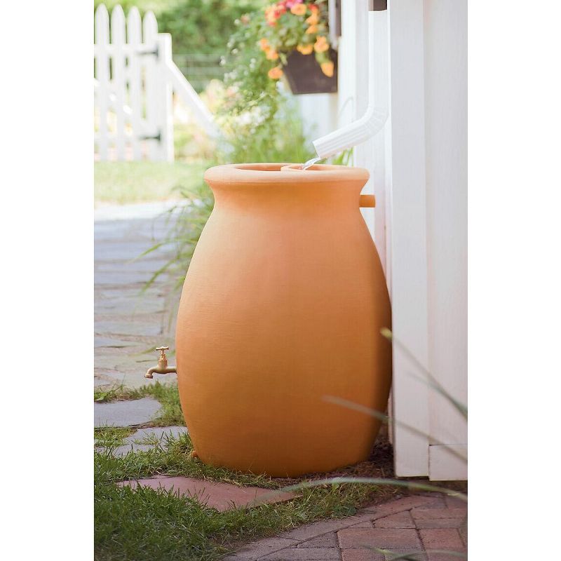 Rainwater Urn, 50 Gallon, 4' Hose Included, Brass Water Spigot, Removable Top, 2 of 5