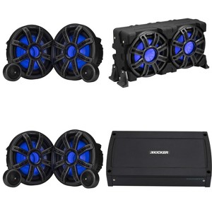Kicker Marine (2) 51MSS8 Premium 8" Components, KXMA900.5 5 Channel Amp  & 51MWLE104 10" Loaded Enclosure, LED Marine Audio Upgrade - 1 of 4