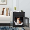 Costway 2-In-1 Furniture Dog Crate with Drawer Wired & Wireless Charging Side End Table Black/White/Rustic Brown - 2 of 4