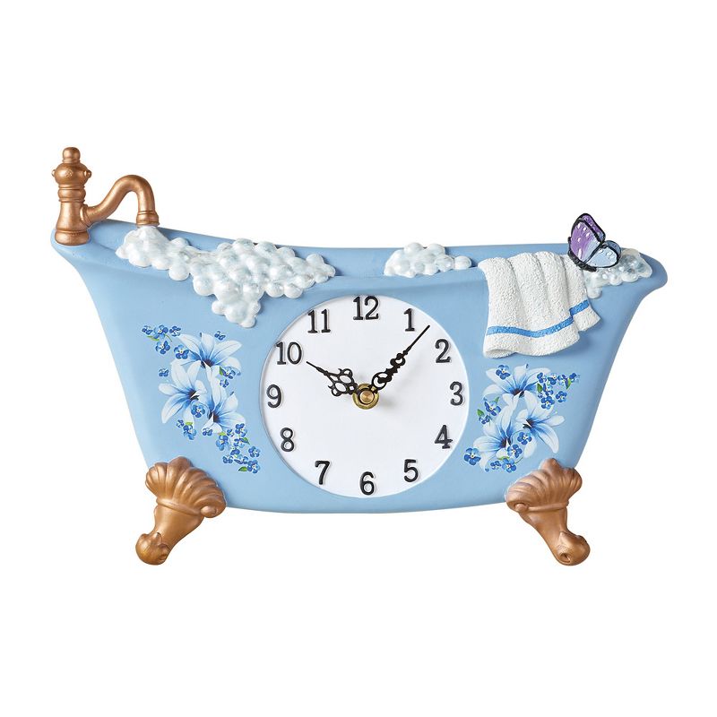 Collections Etc Blue Butterfly Bathtub Shaped Wall Clock 13 X 2 X 9 Blue, 1 of 3