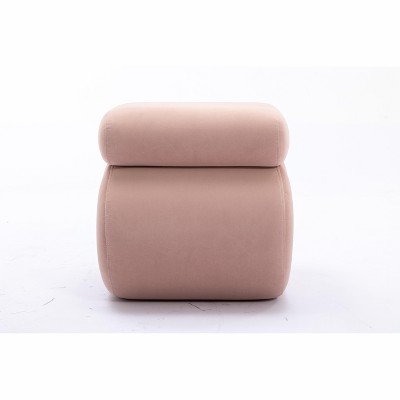 VYNXARIA Ottomans and Benches - Pink S-Shape Makeup Stool and Footstool, 19.30" x 18.10" x 18.10"