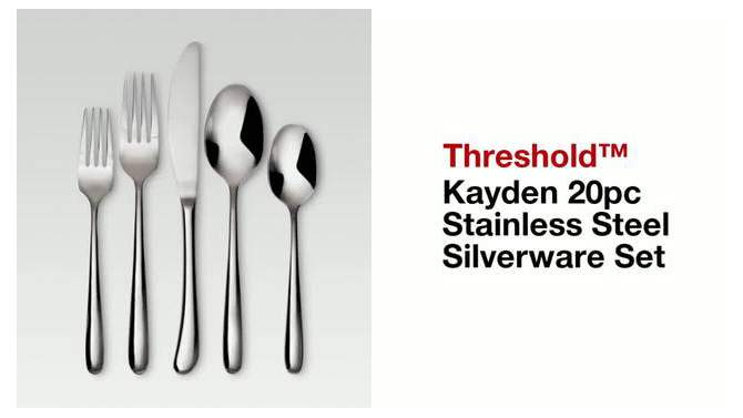 20pc Kayden Flatware Set Silver - Threshold&#8482;, 2 of 9, play video
