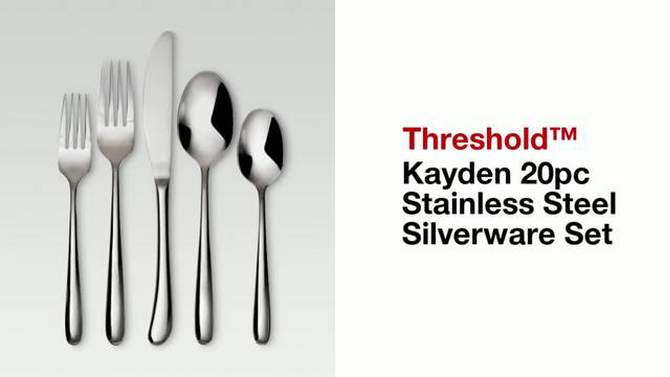 20pc Kayden Flatware Set Silver - Threshold&#8482;, 2 of 9, play video