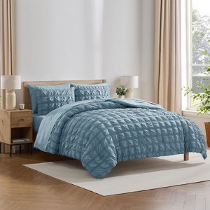 Nestl Bed in a Bag, 7pc Comforter Set Seersucker Design, Modern Comforter Sets with Sheets, Bed in a Bag Bed Set - 1 of 4
