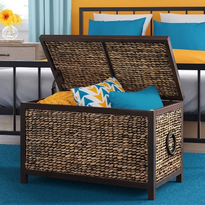 Wilson Rustic Brown Wicker Storage Trunk with Acacia Frame