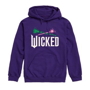Men's - Wicked - Wand And Broomstick Logo -Mens Long Sleeve Fleece Pullover Hoodie Graphic Fleece Pullover Hoodie - 1 of 4