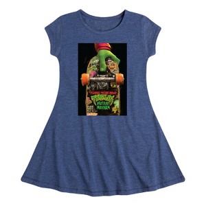 Girls' - Teenage Mutant Ninja Turtles - Mutant Mayhem Fit & Flair Cap Sleeve Dress - 1 of 3