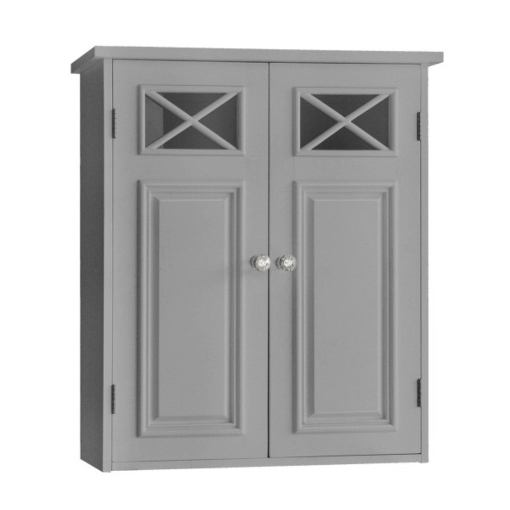 Photos - Wardrobe Dawson Two Doors Wall Cabinet Gray - Elegant Home Fashions: Teamson Home, Adjustable Shelf, Acrylic Hardware