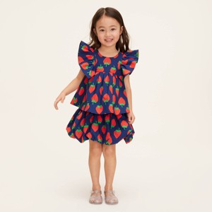 Toddler Strawberry Print Flutter 2pc Top and Bottom Set - kate spade new york x Target Navy/Red - 1 of 4