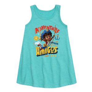 - Santiago of The Sea - Adventure Awaits Amigos Graphic Sleeveless Aline Dress - 1 of 3