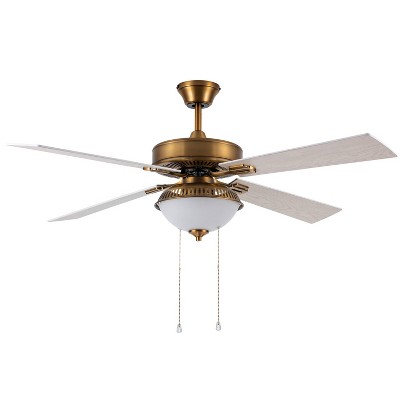 52" 4-Blade Amal Lighted Ceiling Fan Brass - River of Goods