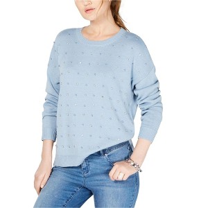I.N.C International Concepts Womens Pearl Rhinstone Knit Sweater, Blue, X-Large - 1 of 1