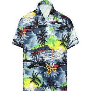 LA LEELA Mens Hawaiian Shirts Short Sleeve Button Down Shirt Men's Tropical Shirts Casual Vacation Summer Party Caribbean Shirts Funny - 1 of 4