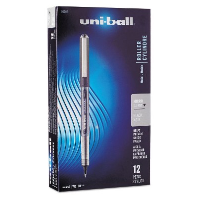 uni-ball Vision Roller Ball Stick Waterproof Pen Black Ink Micro Dozen 60106