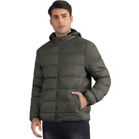 Lars Amadeus Men s Winter Lightweight Detachable Padded Hood Puffer Jackets Green Small