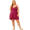 Agnes Orinda Women's Plus Size Satin Ruffle Trim Sleeveless Pleated Soft Nightgowns - 3 of 4