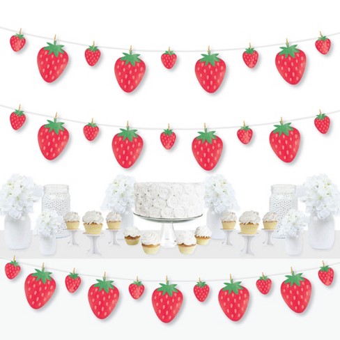 Big Dot of Happiness Berry Sweet Strawberry - Fruit Themed Birthday Party  or Baby Shower Hanging Decor - Party Decoration Swirls - Set of 40 in 2023