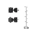 Steeltime Men's 2pc set black ip stainless steel and princess & round cut simulated black diamonds stud earrings - image 2 of 2