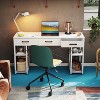 ODK Office Small Computer Desk: Home Table with Fabric Drawers & Storage Shelves, Modern Writing Desk, White, 48"x16" - 2 of 3