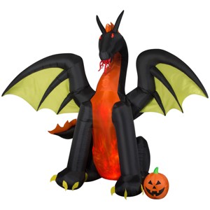 Gemmy Animated Projection Airblown Inflatable Fire & Ice Dragon w/Wings Giant (RRPm), 9 ft Tall, Multicolored - 1 of 3