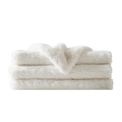 50"x70" Luxe Faux Fur Throw Blanket in Gift Box Ivory - Charisma