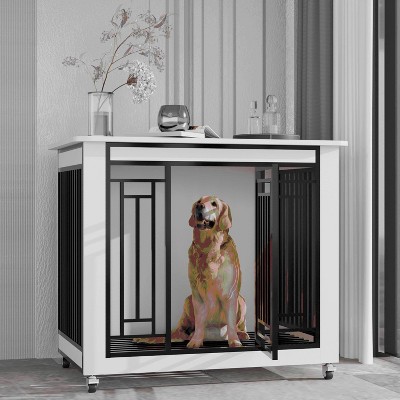 FURNIinspire Pet Crates and Houses 31in Wooden Medium Dog Cage Furniture, Multicolored, 20.86"*31.88"*29.92"