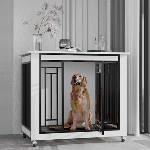 FURNIinspire Pet Crates and Houses 31in Wooden Medium Dog Cage Furniture, Multicolored, 20.86"*31.88"*29.92" - 1 of 4