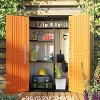 Syemin Outdoor Storage Shed, Vertical Tall Tool Shed with Five Shelves, Lockable Door for Patio, Backyard and Lawn, Orange, 50"*79.53"*29" - 3 of 4