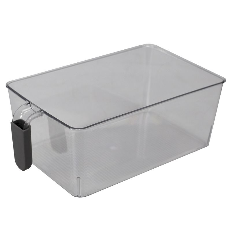 Home Basics Large Pull-Out Plastic Storage Bin with Soft Grip Handle, Clear, 3 of 7