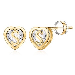 Turandoss Heart Stud Earrings for Girls Women, S925 Sterling Silver Studs Hypoallergenic Earrings - 1 of 4
