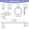Itopfox 5 Piece Matte Black Bathroom Hardware Set 27.5 Inch Wall Mounted SUS304 Stainless Steel Towel Bar Towel Ring Robe Hook - 2 of 4
