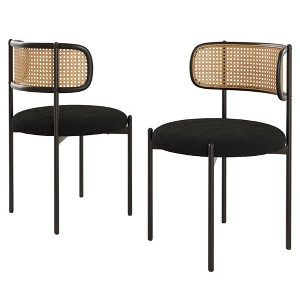 AZL1 Life Concept Dining Sets Modern Upholstered Chairs Set of 2, Accent Kitchen Chairs Rattan Back for Dining Room, Black, 20.5"*20.5"*30" - 1 of 4