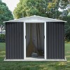 8x6 FT Outdoor Storage Shed with Sloped Roof and Lockable Doors, Weather-Resistant Metal Tool Shed for Backyard or Garden–The Pop Home - 2 of 4
