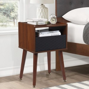 Mid Century Modern End Table, Wooden Bedside Table, End Table Side Table with 2 Tiers Storage, for Bedroom, Living Room - 1 of 4