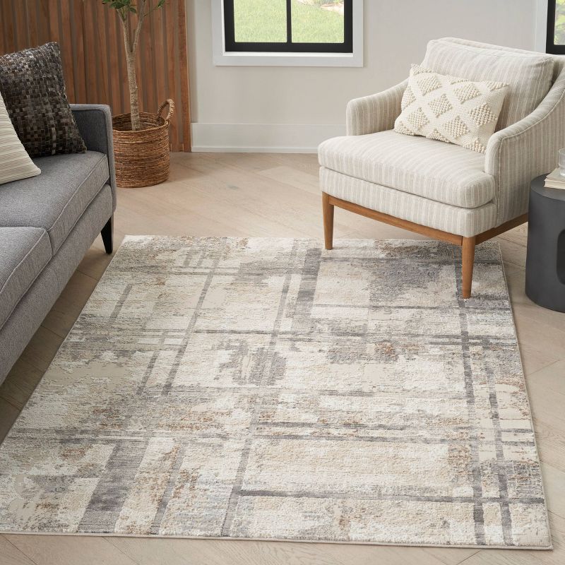 Nourison Modern Geometric Sustainable Woven Rug with Lines Beige, 5 of 10