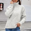 Clearlove Pullover Sweaters for Women Loose Quarter Zip Sweater Turtleneck Long Sleeve Cable Knit Winter Clothes - 3 of 4