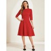 INSPIRE CHIC Women's Vintage 3/4 Sleeves Stand Collar Office Work Elegant A-Line Dress - 4 of 4