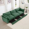 3 Seater Chenille Sofa with Storage Drawers, Deep Seat Crescent Sofa for Living Room, Large Storage Sofa with Pull-Out Drawers-Koiai - 3 of 4