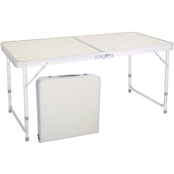 MPM Folding Table 4FT Portable Lightweight Aluminum Camping Table, Adjustable Height, with Handle for Outdoor Indoor