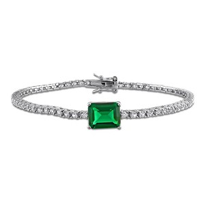 EVERLY JEWELRY | Sterling Silver 5 3/8 CT TGW Created Emerald and Created White Sapphire Bracelet, 7.25 inch - 1 of 4