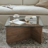 Aukfa Premium Industrial Glass Coffee Table， Scratch-Resistant Tempered Glass Top with High-Density MDF Base for Modern Living Rooms, Offices & More - 3 of 4