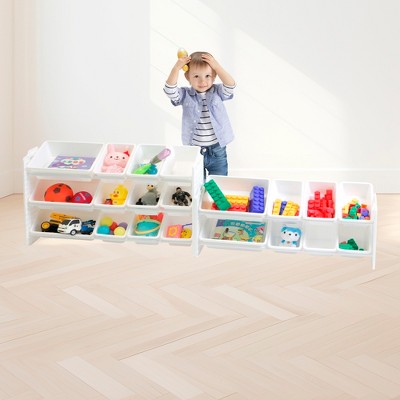 White Plastic 5-Tier Stackable Toy Storage Organizer with 20 Bins