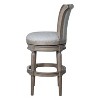 HomeRoots 30" Gray Solid Wood and Linen Bar Height Swivel Bar Chair - 4 of 4