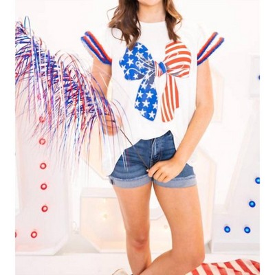 Women's Bow Ruffle Sleeve Top - FANTASTIC FAWN