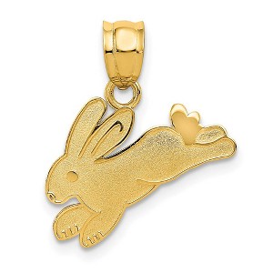 Black Bow Jewelry 14k Yellow Gold Polished and Satin Rabbit Pendant, 18mm - 1 of 4