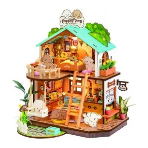 ROBOTIME Dollhouses, DIY Miniature Dollhouse with Puppy's Cozy Theme, Gift for Adult Kids, Multicolored, 10.93"*2.6"*8.31" - 1 of 4