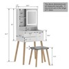 ELECWISH 28.5" White Makeup Vanity Desk Set with Adjustable LED Mirror & Stool - 3-Tone Lighting, 3 Drawers, Movable Shelves - 4 of 4